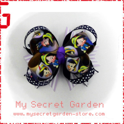 Pinocchio Grosgrain Ribbon Girls 4" Boutique Bow Hair Bows ( Hair Clip or Hair Band ) 